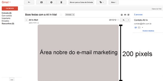 área nobre do e-mail marketing
