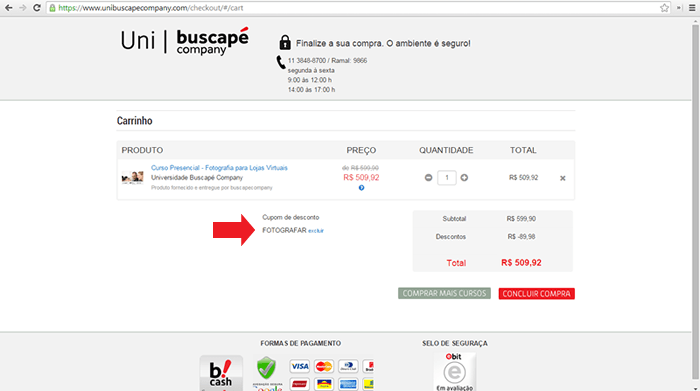 Como utilizar o seu cupom de desconto na Universidade Buscapé Company