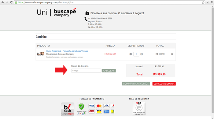 Como utilizar o seu cupom de desconto na Universidade Buscapé Company